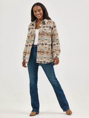 Women's Wrangler Quilt Lined Jacquard Shacket in Pale Green