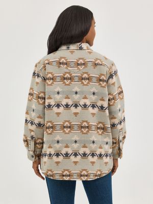 Women's Wrangler Quilt Lined Jacquard Shacket in Pale Green