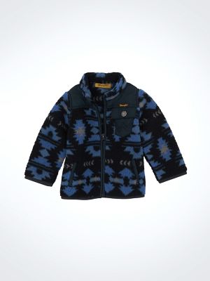 Little Boy's Zip Front Lightweight Ripstop Sherpa Jacket in Federal Blue