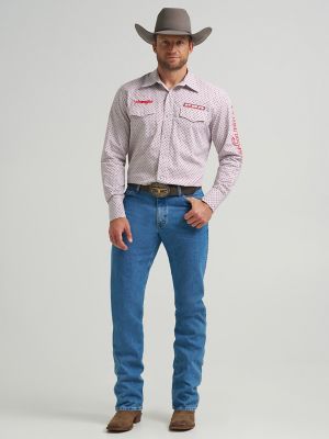 Men's Wrangler® PBR® Logo Long Sleeve Print Western Snap Shirt