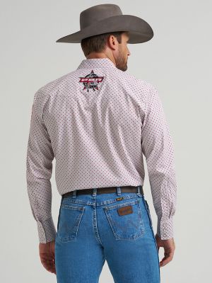 Men's Wrangler® PBR® Logo Long Sleeve Print Western Snap Shirt