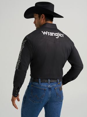 Men's Wrangler&reg; Logo Long Sleeve Western Snap Shirt 