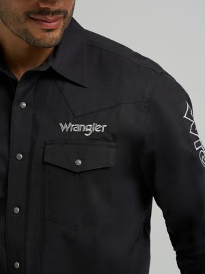 Men's Wrangler&reg; Logo Long Sleeve Western Snap Shirt 