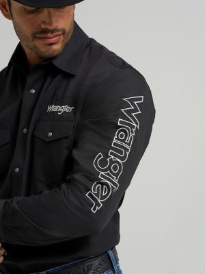 Men's Wrangler&reg; Logo Long Sleeve Western Snap Shirt 