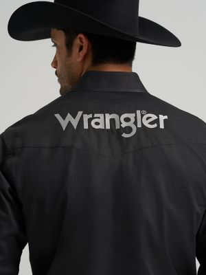 Men's Wrangler&reg; Logo Long Sleeve Western Snap Shirt 