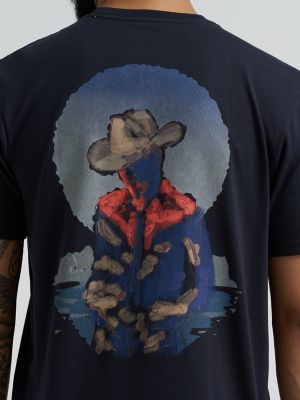 Men's Cowboy Back Graphic T-Shirt in Dark Navy