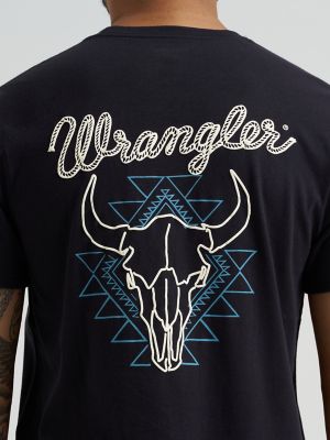 Men's Wrangler Back Graphic T-Shirt in Steer Black