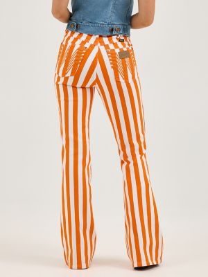 Wrangler x Whataburger Bailey Stripe Flare Jean in Orange/White