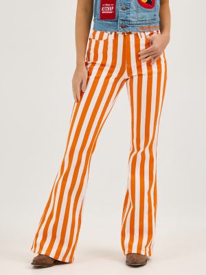 Wrangler x Whataburger Bailey Stripe Flare Jean in Orange/White