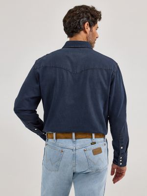 Vintage-Inspired Western Snap Workshirt in Midnight Solid alternative view 2