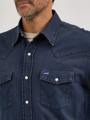 Vintage-Inspired Western Snap Workshirt in Midnight Solid alternative view 3