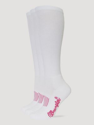 Womens Boot Socks 3-Pack:White:M main view