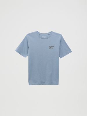 Boy's Wrangler Back Rodeo Graphic T-Shirt in Ashley Blue Heather