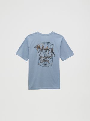 Boy's Wrangler Back Rodeo Graphic T-Shirt in Ashley Blue Heather