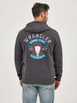 Men's Wrangler Long Live Cowboys® Pullover Hoodie in Worn Grey