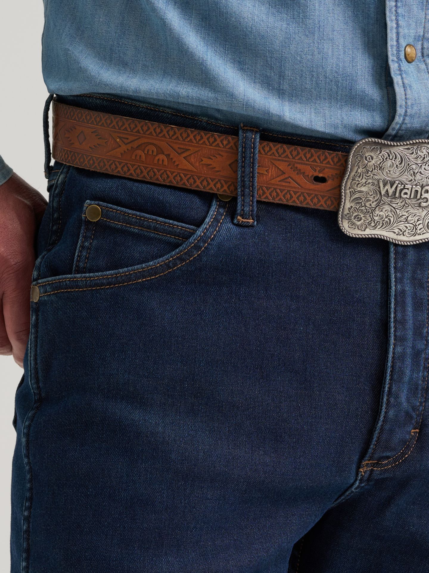 Мужские утеплённые джинсы Wrangler Premium Performance Cowboy Cut обычной посадки, цвет: Dark Rinse — фото 7