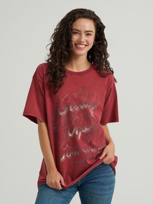 Women's Acid Wash Graphic Oversized Tee