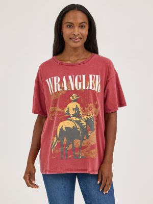 Women's Acid Wash Graphic Oversized Tee
