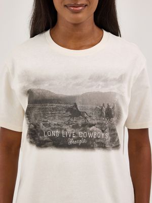 Women's Wrangler Western Graphic Girlfriend Tee in White Print
