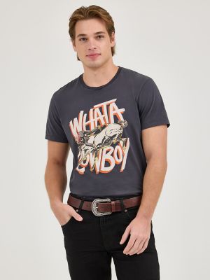 Wrangler x Whataburger Men's Cowboy Graphic T-Shirt in Faded Black alternative view 2