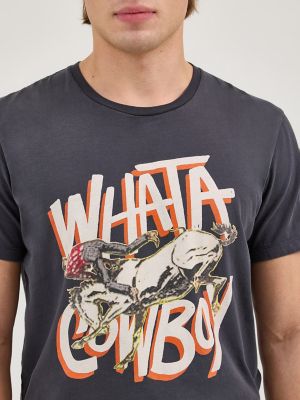 Wrangler x Whataburger Men's Cowboy Graphic T-Shirt in Faded Black alternative view 7