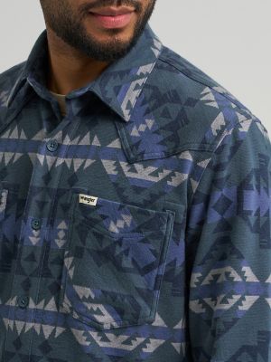 Wrangler ATG™ Men's Campsite Flannel Shirt in Dark Slate