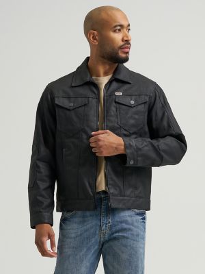Wrangler All Terrain Gear Men's Outdoor Trucker Jacket in Jet Black