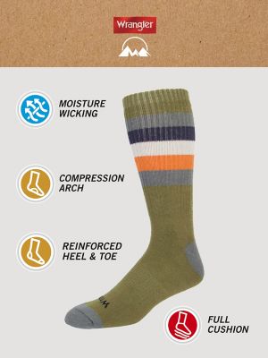 Men's Midweight Crew Socks (3-Pack) in Olive/Charcoal/Black