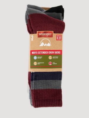 Men's Midweight Crew Socks (3-Pack) in Burgundy/Charcoal