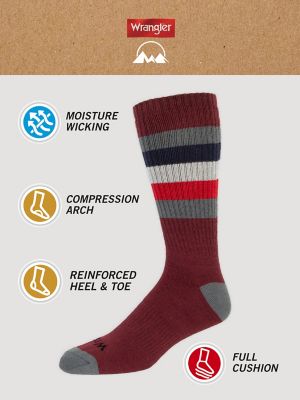 Men's Midweight Crew Socks (3-Pack) in Burgundy/Charcoal