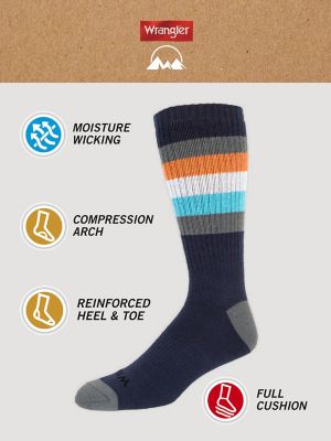 Wrangler All Terrain Crew Socks 2-Pack | Moisture-Wicking Work & Outdoor Socks