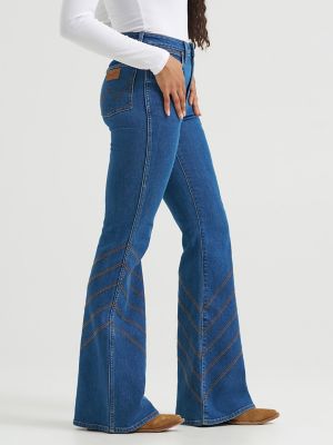 Women's High Rise Stitch Flare Jean in Carolina alternative view 3