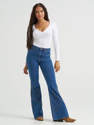 Women's High Rise Stitch Flare Jean in Carolina alternative view 8