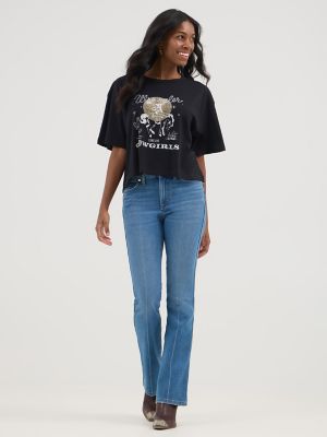Wrangler® x Yellow Rose by Kendra Scott Boxy Crop Tee in Black alternative view 2