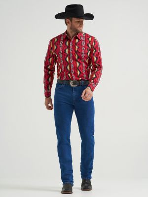 Men's Checotah® Long Sleeve Western Snap Printed Shirt in Firey Red