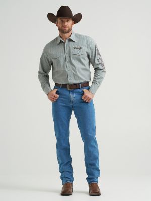 Men's Wrangler® Logo Long Sleeve Western Snap Shirt | NEW