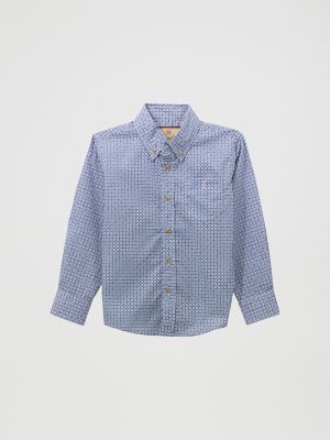 Boo男の子 Boy's Classic Button-Down Print Shirt