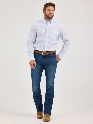 Men's Cody Johnson One Pocket Button Down Shirt in Pale Blue Squared