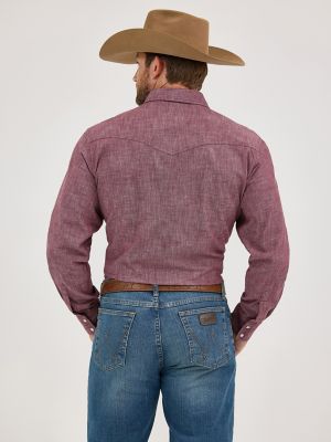 Men's Cody Johnson Two Pocket Western Snap Shirt in Burgundy