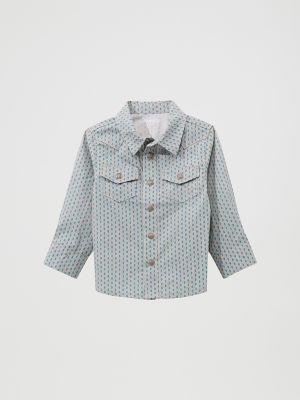 Men's Wrangler® Logo Long Sleeve Western Snap Shirt in Peacock