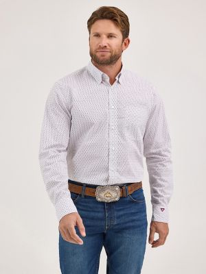 Men's Cody Johnson One Pocket Button Down Shirt in White Crossbar