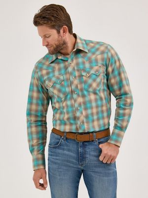 Men's Wrangler Retro® Long Sleeve Sawtooth Snap Pocket Western Shirt