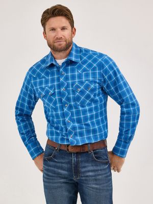Men's Wrangler Retro® Long Sleeve Sawtooth Snap Pocket Western Shirt