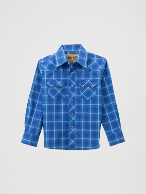 Boy's Wrangler Retro® Western Snap Plaid Shirt with Front Sawtooth Pockets