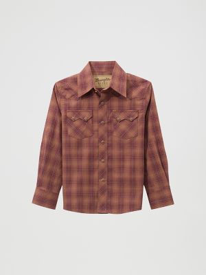 Boy's Wrangler Retro® Western Snap Plaid Shirt with Front Sawtooth Pockets