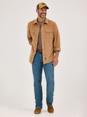 Men's Wrangler® Retro® Premium Western Snap Corduroy Shirt in Sandy Brown