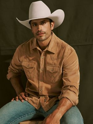 Men's Wrangler® Retro® Premium Western Snap Corduroy Shirt NEW