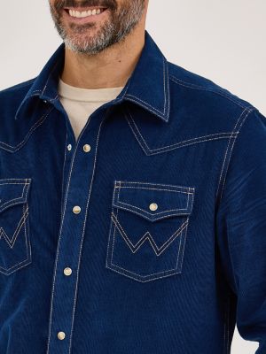 Men's Wrangler Retro Premium Western Snap Solid Shirt NEW