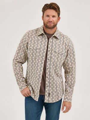 Men's Wrangler Retro® Premium Long Sleeve Western Snap Printed Shirt