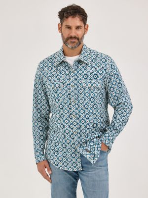 Men's Wrangler Retro® Premium Long Sleeve Western Snap Printed Shirt
